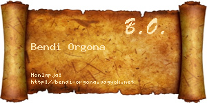 Bendi Orgona névjegykártya